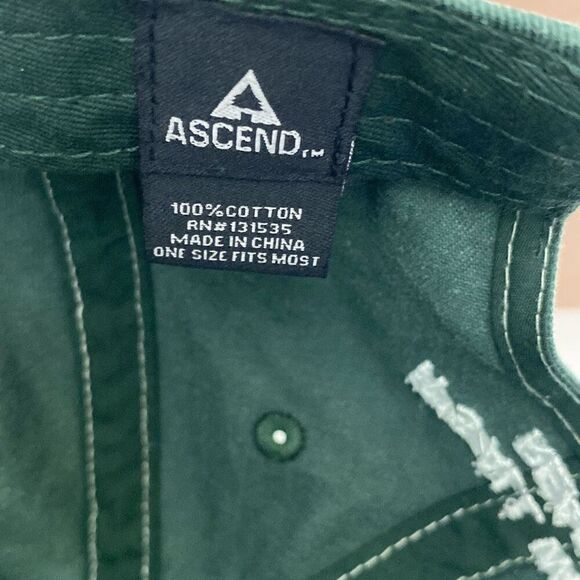 Ascend Men's Green Distressed 100% Cotton Baseball Cap Hat Adjustable - Picture 7 of 9